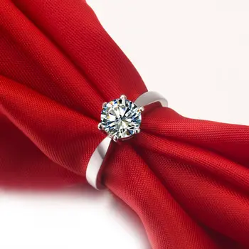 Test Pozitívny Lab Pestuje Krúžok 1CT Moissanite Diamantový Prsteň 18K Solitaire Zapojenie Výročie Šperky 18K Biele Zlato Krúžok Žien