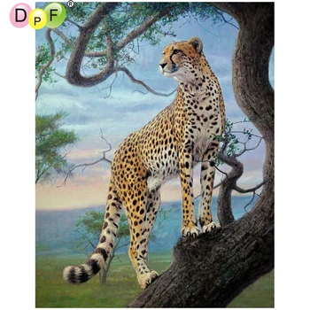 DPF tree leopard 5D remesiel diamond maľovanie cross stitch vyšívanie diamond mozaiky námestie domova diamond výšivky