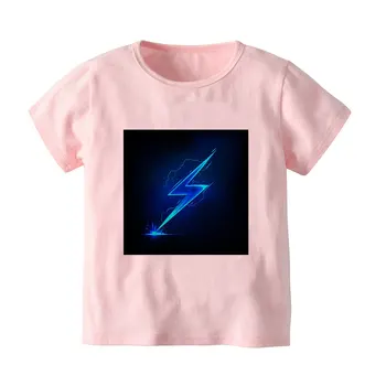 Nové Chlapčenské Tričká Móde Dievčatá Tshirt Bežné Deti Lightning Zábavné Žiariace Cartoon Vzor Deti T Tričko Pre Chlapca, Dievča Oblečenie
