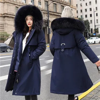 Vysoko Kvalitné Ženy Zimný Kabát 9 Farieb-Line Dlhá Bunda dámske Kapucňou Teplé Oblečenie Bunda Žena Zvrchníky Plus Veľkosť M-4XL
