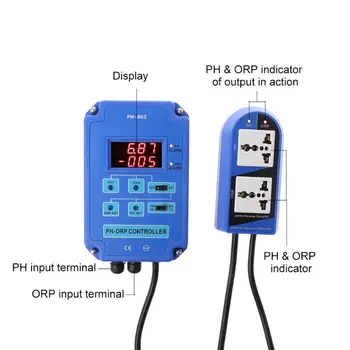 Digitálny pH ORP Redox 2 v 1 Radič Monitor w/ Výstupný Výkon Ovládanie Relé Elektródy Sonda BNC pre Akvarijné Rastliny Hydroponics