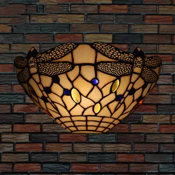 Tiffany Európskej Luxusné Nástenné Svietidlo Vitráže Tienidlo Lampy Spálňa Nočná Lampa Hotel Villa Jedáleň Nástenné Svietidlo