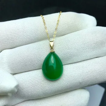 SHILOVEM 18k žlté zlato prírodné zelené chalcedony prívesky žiadne náhrdelník etnických nové veľkoobchodné Jemné ženy darček mymz1318038ys