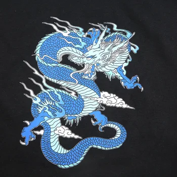Oheň, Plameň Tlač Harajuku T-shirt Dámy Y2K Patchwork Black Dragon Tee Tričko Ženy Gotický Dlhý Rukáv T Shirt Žena