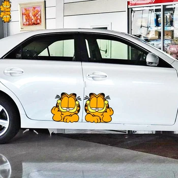 Aliauto 2 X Lenivý Garfield Cartoon Nálepky Vinyl Odtlačkový Auto-styling pre Chevrolet Captiva Niva Aveolacetti Sonic Spark, Cruz Smart