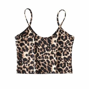 Letné plodiny topy ženy 2021 špagety popruh top sexy leopard tlač topy hada tlače u krku tank top backless cami kórejský top