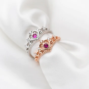 Ginin Reálne 925 Sterling Silver Ring Žena kórejský Štýl, Elegantné a Jedinečné Vykladané Zirkón Koruny Jednoduché, Elegantné Módne Šperky Krúžok