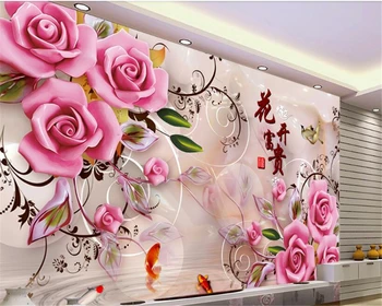 Beibehang Senior estetické veľkého rozsahu, osobné tapety jade sochu rose, TV joj, papier peint dekoratívne maľby