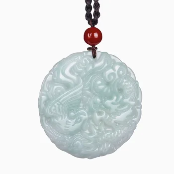 Drop Shipping Barme Jade Dragon Phoenix Prívesok Náhrdelník Lucky Amulet Čínsky Ručne Vyrezávané milovníkov LongFeng Smiať, Šperky