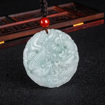 Drop Shipping Barme Jade Dragon Phoenix Prívesok Náhrdelník Lucky Amulet Čínsky Ručne Vyrezávané milovníkov LongFeng Smiať, Šperky