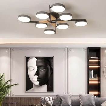 Minimalistický Moderné Kolo LED Železa, Dreva Multi-Vedúci Farba Luster Osvetlenie pre Spálne, Jedáleň, Obývacia Izba Domov Deco Visí Lampa