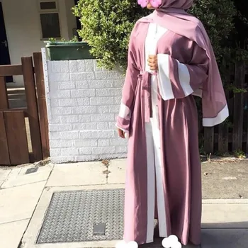 Bežné Moslimských Abaya Pruhované Šaty Šatku Cardigan Islamské Oblečenie Dlhé Rúcha Kimono Ramadánu Blízkom Východe Thobe Bohoslužby