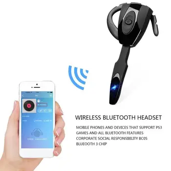 Podnikanie mužov Bluetooth Headset Multifunkčné Earhook Handsfree S Binaural Stereo Slúchadlá Bezdrôtové Slúchadlá Mikrofón C7G5
