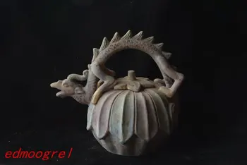 Zriedkavé tchang(618--907)Tang troch farieb porcelánu Dragon&Phoenix kanvica