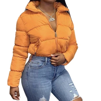 Ostrihané Puffer Bunda Dole Ultralight Tenké 2020 Módne Zimné Oblečenie Žien Teplé Bublina Coats Orange Black Outwear