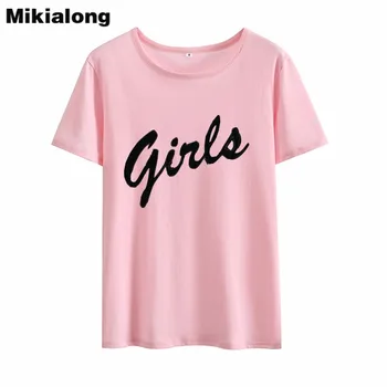 Mikialong Girle Harajuku Tričko Ženy 2018 Letné Čierne Biele Bavlnené Tričko Tričko Femme O-krku Voľné Tumblr T-shirt Ženy Topy