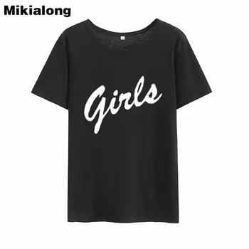 Mikialong Girle Harajuku Tričko Ženy 2018 Letné Čierne Biele Bavlnené Tričko Tričko Femme O-krku Voľné Tumblr T-shirt Ženy Topy