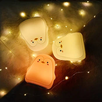 Penguin Silikónové Dotykový Snímač Nočné Svetlo Nabíjateľná 7-farba USB Nabíjanie LED Nočné Svetlo Deti Baby Vianočný Darček