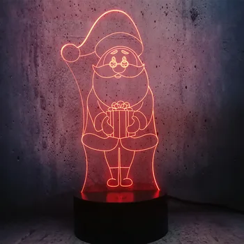 Vianočné Série Santa Claus Box 3D USB LED Lampa Farby Zmeniť Stôl RGB Nočné Svetlo Base Dieťa Dieťa Spať domova svetlo