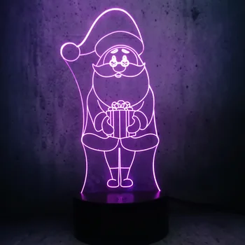 Vianočné Série Santa Claus Box 3D USB LED Lampa Farby Zmeniť Stôl RGB Nočné Svetlo Base Dieťa Dieťa Spať domova svetlo