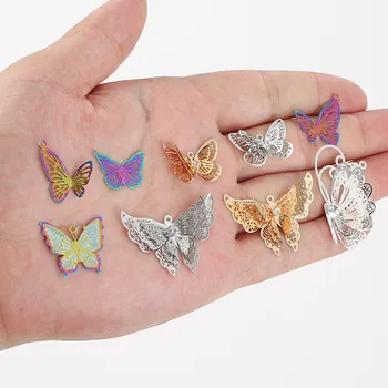 Motýľ Kúzlo 10Pcs Zlato Strieborná Farba Kovových Prívesok Charm Remesiel Pre Šperky, Takže DIY Príslušenstvo Kúzlo Prívesok Filigránske