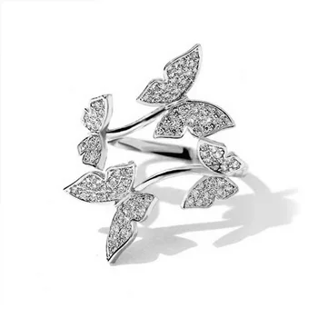 USTAR Motýľ prstene pre ženy vložkou plný Cubic Zirconia nastaviteľná veľkosť prsta snubné prstene ženské módne šperky anel