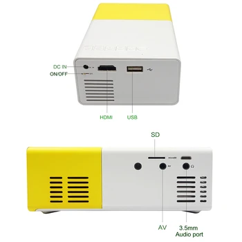 Mini Projektor Audio AAO YG300 HDMI USB Mini Projektor Podpora 1080P Home Media Player Dieťa Hrať Darček Proyector