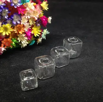 50sets/veľa mix veľkosť štvorca Sklo Bublina svete kryt šperky finidngs sklenenej fľaštičke dome váza prívesok sklo želanie fľaša náhrdelník