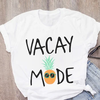 Ženy Grafické Ananás Vacay Režim Beach Vytlačené Ovocné Lete Lady Topy T-Shirt, Shirt Dámske Oblečenie Čaj Ženský T Tričko