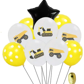 Konštrukcia vozidla Bager Tému Latexový Balón Konfety Balón Inžinierstva Vozidiel, Narodeniny, Party Dekorácie Dodávky