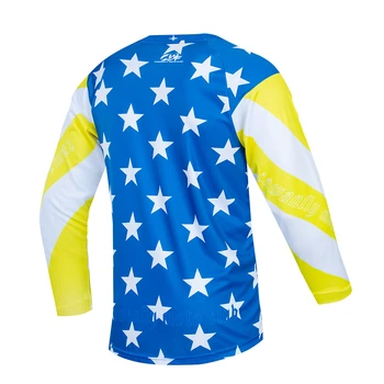 V-výstrih motocross jersey horský bicykel dh zjazdové enduro cyklistické hombre bmx tričko modré hviezdy