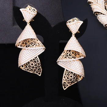 GODKI Luxusné Kubický Zirkón Svadobné Nigérijský Šperky Set pre Ženy, Indickej Afriky Dubaj Prsteň Náramok Náhrdelník Náušnice Šperky Set