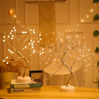LED Nočné Svetlo Mini Vianočný Stromček Medený Drôt Garland Lampa Pre Domáce Deti Spálňa Decor Rozprávkových Svetiel Svietidlá Dovolenku osvetlenie
