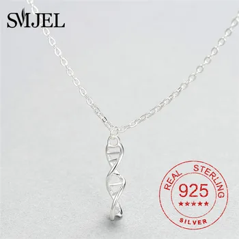 925 Sterling Silver Geometrický Tvar DNA Náhrdelník Vedy Biológia Šperky Lietadlo Prívesky Jedinečný Dizajn Darčeky pre Absolventa