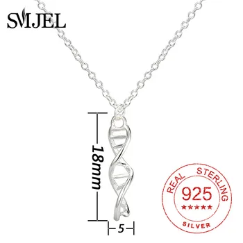 925 Sterling Silver Geometrický Tvar DNA Náhrdelník Vedy Biológia Šperky Lietadlo Prívesky Jedinečný Dizajn Darčeky pre Absolventa