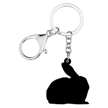 Bonsny Akryl Šedá Veľkonočný Zajac Králik Bunny Keychains Tlač Pet Zvierat Keyring Šperky Pre Ženy, Mladiství Party, Auto, Taška Na Príslušenstvo