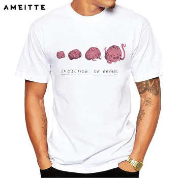Nový Príchod Zábavné vývoj mozgy T-Shirt Lete Mužov Osobnosti Cartoon Vytlačené T Tričko Fashion Geek Topy Tee Šaty