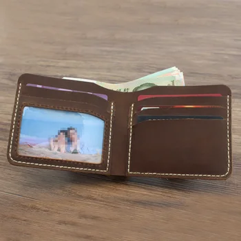 AETOO Crazy horse ručne vyrábané kožené pánske a dámske krátke peňaženky, dvakrát poznámka malé kožené peňaženky, kožené retro peňaženky