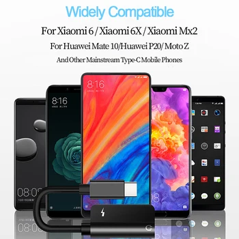 Pre Xiao Mi9 Samsung Huawei P20 Typ C Do 3,5 mm Dual Slúchadlový Jack, Aux Adaptér USB C nabíjačku Audio Kábel Rozdeľovača Konvertor