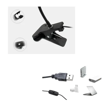 Horúce USB Ventilátor Flexibilné LED Svetlo, Stolná Lampa S Klip pre Notebook PC Počítač Black Gadgets Nízka Spotreba Energie