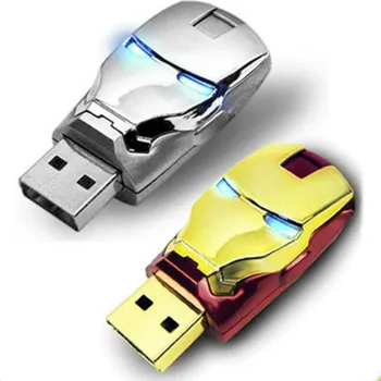 J-box USB Flash Disk 32GB LED Iron Man Robot Pendrives 16GB USB Pamäťový kľúč 64GB Palcom Jednotku pre Notebook Mac Tablet