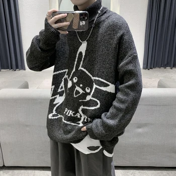 Vysoký golier sveter pánske voľné Hong Kong kórejský Štýl módy osobné pletené klesnutie tričko pribrala jeseň a v zime