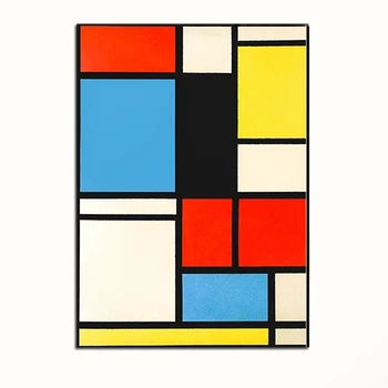 Geometria Line Červená Modrá Žltá Zloženie Plátno Tlačiť Maľovanie Piet Cornelies Mondrian Klasické Umenie Plagátu Izba Domáce Dekorácie