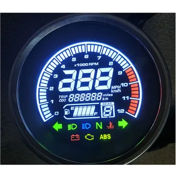 TKOSM Univerzálny Nové Retro Digitálne Motocykel LED Rýchlomer počítadlo kilometrov Trotational Rýchlosť Olej Meter Vody Temperature1-6 Výstrojom