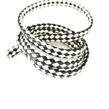 10 mm čierna a biela 3M ploché PU pletené lano kožené lano mobilný telefón lano DIY náhrdelník náramok, ručne tkané lano
