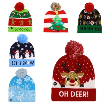2020 HOT 43 Vzorov LED Vianočné Čiapky Čiapočku Sweater Vianočný Santa Klobúk rozsvieti Pletené Klobúk pre Dieťa Dospelých Na Vianočný Večierok