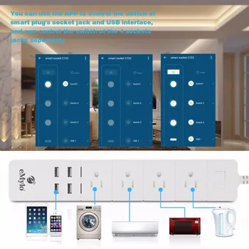 EMylo Wifi Smart Power Strip NÁS Plug Multi Zásuvky prepäťovú ochranu Inteligentných Zásuvky s USB/AC Zástrčky, Načasovanie, Ovládanie Hlasom