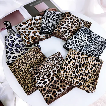 Dámske módne šatku námestie 70 malé šatky neckerchief luxusné imitácia hodvábu krásne leopard tlač dizajn golier scarfs