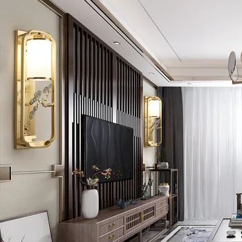Nástenné svietidlo spálňa nočná lampa jednoduché, moderné, kreatívne chodby, balkóna lampa sklo všetky medi obývacia izba nový Čínsky štýl stenu