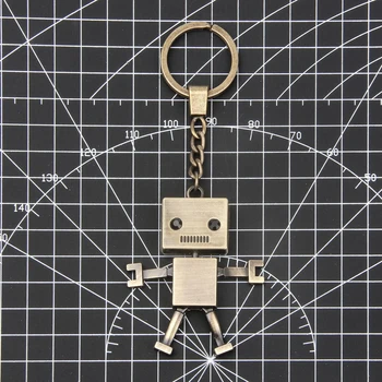 Robot Náhrdelník Prívesok, Bronz Keyring Kúzlo Keychain Láskavosti Dekorácie Prívesok Robot Krúžok Na Kľúče